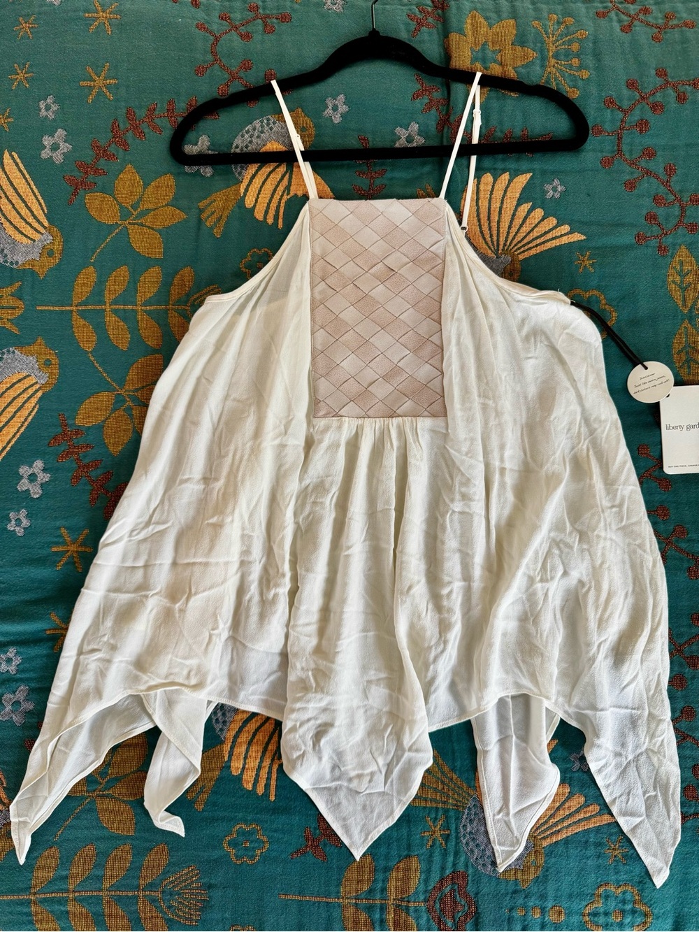 Liberty Garden Cream Handkerchief-Hem Woven-Bib Camisole